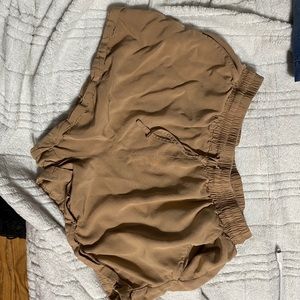 Tan parachute shorts